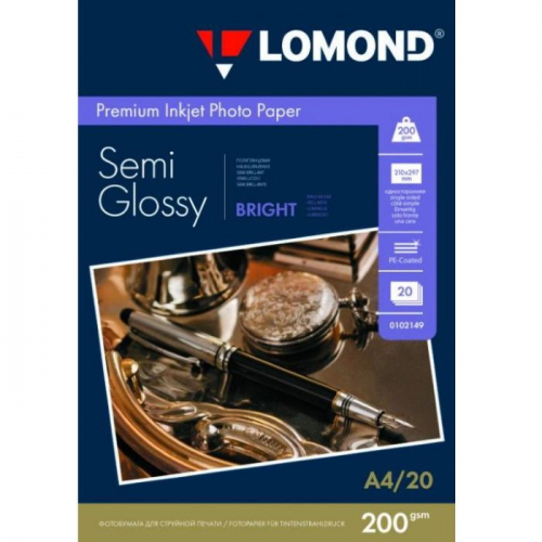 Фотобумага LOMOND премиум для стр.печати А4,200 г/м2 20л односторонняя Bright Semi- Glossy (0102149)
