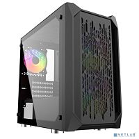 Powercase Alisio Micro X3B, Tempered Glass, 1х 120mm +2x 140mm 5-color fan, чёрный, mATX (CAMIB-L3)