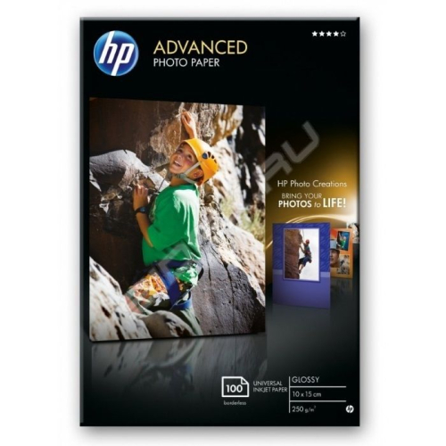 Высококачественная глянцевая фотобумага HP для печати без полей (250 г/м, A6(10x15)/ 100 л.) (Q8692A)