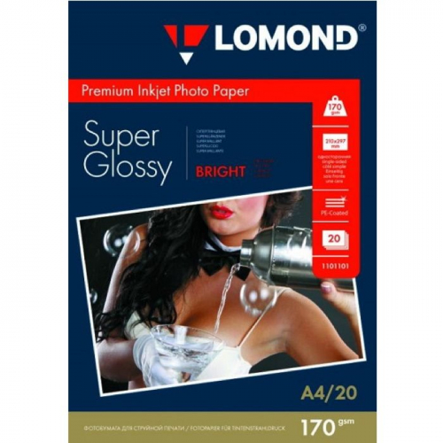 Фотобумага Lomond A4 170г/ м2 20 листов белый высокоглянцевое для струйной печати (1101101)
