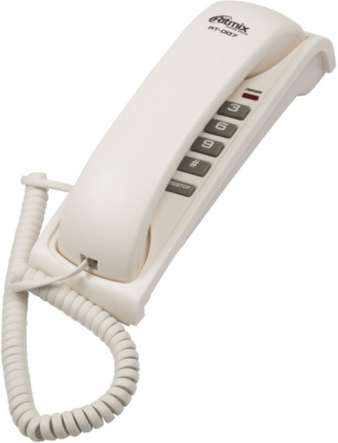 RITMIX RT-007 white {Телефон проводной Ritmix RT-007 белый [повторный набор, регулировка уровня громкости, световая индикац]} (15118346)