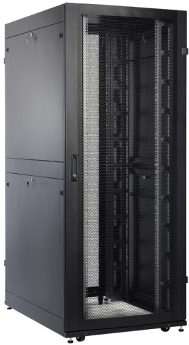 Шкаф серверный ПРОФ напольный 42U (800x1200) дверь перфор. 2 шт., черный, в сборе (ШТК-СП-42.8.12-44АА-9005)