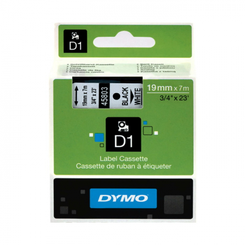 Картридж ленточный Dymo D1 S0720830 19 мм x 7 м, черный шрифт/белый фон для Dymo фото 2