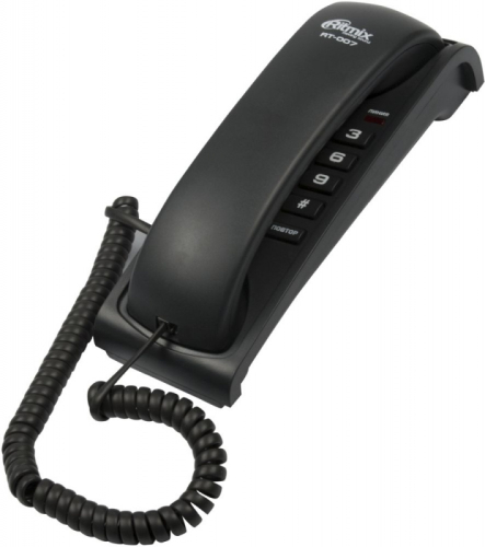 RITMIX RT-007 black проводной телефон {повторный набор номера, настенная установка, регулятор громкости звонка} (15118345)