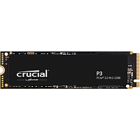 Твердотельный накопитель Crucial SSD P3, 1000GB, M.2(22x80mm), NVMe, PCIe 3.0 x4, QLC, R/ W 3500/ 3000MB/ s, IOPs н.д./ н.д., TBW 220, DWPD 0.1 (12 мес.) (CT1000P3SSD8)