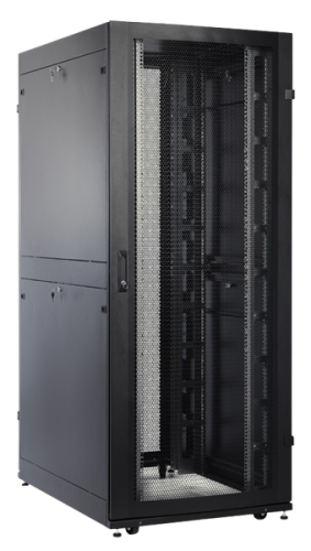 Шкаф серверный ПРОФ напольный 48U (800x1200) дверь перфор. 2 шт., черный, в сборе (ШТК-СП-48.8.12-44АА-9005)