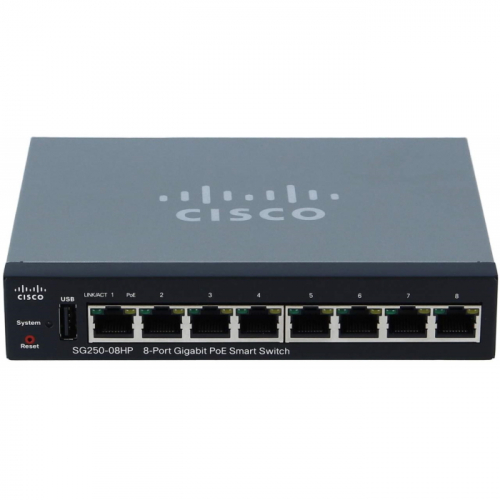 Коммутатор Cisco SG250-08HP 8x RJ-45 (SG250-08HP-K9-EU) фото 2