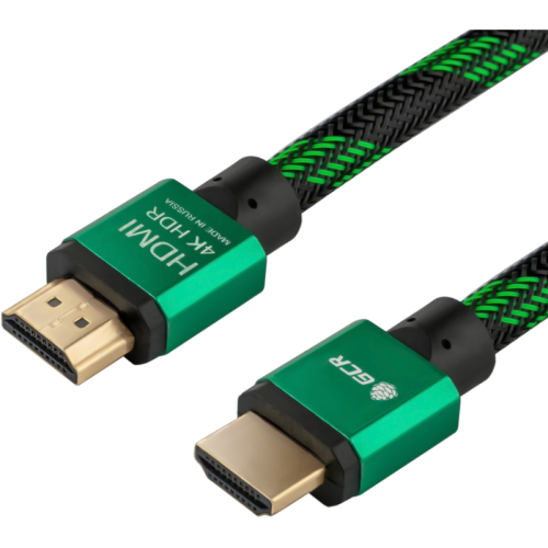 Greenconnect Кабель 0.5m HDMI версия 2.0, HDR 4:2:2, Ultra HD, 4K 60 fps 60Hz/ 5K*30Hz, 3D, AUDIO, 18.0 Гбит/ с, 28/ 28 AWG, OD7.3mm, тройной экран, BICOLOR нейлон, AL корпус зеленый, GCR-51484