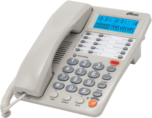 Телефон проводной Ritmix RT-495 белый/серый (80002153)