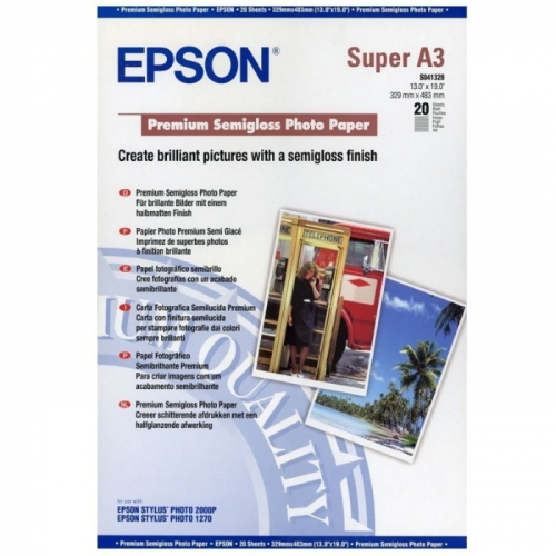 Бумага Epson Premium Semigloss Photo Paper A3+/ 250 г/м2/ 20 л. для струйной печати (C13S041328)
