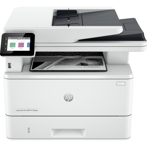 МФУ HP LaserJet Pro MFP M4103dw Printer A4, Printer/ Scanner/ Copier/ ADF, 1200 dpi, 38 ppm, 512 Mb, 1200 MHz, tray 100+250 pages, USB+Ethernet+WiFi, Print Duplex, Duty cycle 80K pages, cart. 3 050 page (2Z627A)