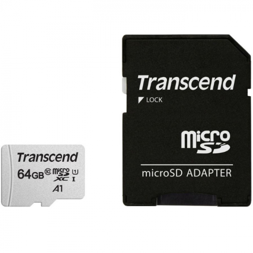 Карта памяти microSDHC 64GB Transcend Class 10 UHS-I U1 R95, W45MB/ s with adapter (TS64GUSD300S-A)