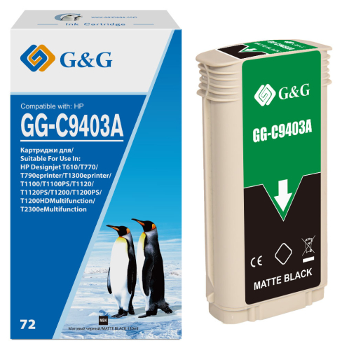 Картридж струйный G&G GG-C9403A черный матовый (130мл) для HP DJ T610/ T620/ T770/ T1100/ T1100MFP/ T1120/ T1200
