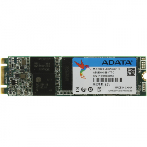 Твердотельный накопитель SSD 1TB A-Data Ultimate SU800 M.2 2280 SATA III 3D TLC (ASU800NS38-1TT-C)