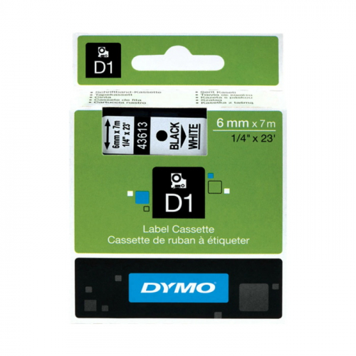Картридж ленточный Dymo D1 S0720780 6 мм x 7 м, черный шрифт/белый фон для Dymo фото 2