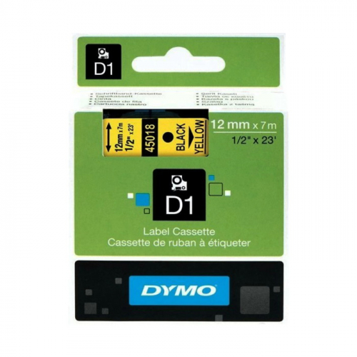 Картридж ленточный Dymo D1 S0720580 12 мм x 7 м, черный шрифт/желтый фон для Dymo фото 2