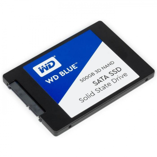 Твердотельный накопитель Western Digital SSD BLUE 500Gb, SATA-III 2,5”/7мм 3D NAND (WDS500G2B0A)