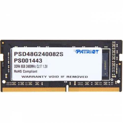 Модуль памяти Patriot 8GB DDR4 2400MHz SO-DIMM PC4-19200 CL17 1.2V Retail (PSD48G240082S)