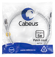 Cabeus PC-FTP-RJ45-Cat.5e-2m-LSZH Патч-корд F/ UTP, категория 5е, 2xRJ45/ 8p8c, экранированный, серый, LSZH, 2м