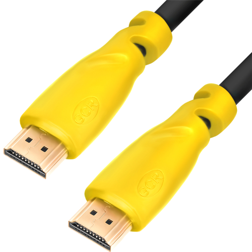 GCR Кабель HDMI 1.4, 1.5m, желтые коннекторы, 30/ 30 AWG, позол контакты, FullHD, Ethernet 10.2 Гбит/ с, 3D, 4K, экран (HM300) (GCR-HM340-1.5M)