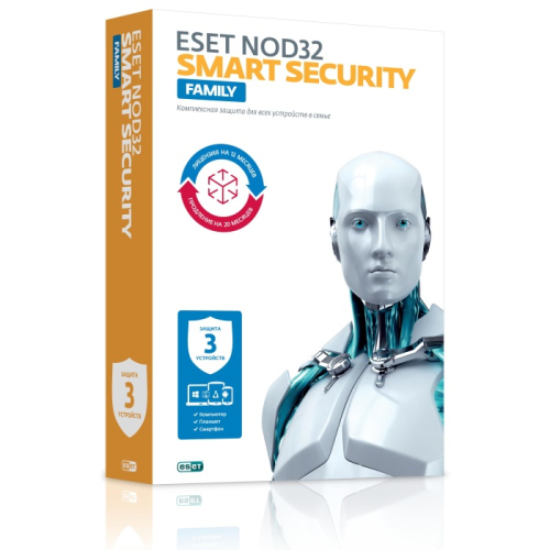 Антивирус Eset NOD32 Smart Security Family (Лиц. 1 год/ прод 20 мес. 3 устр. Box) (NOD32-ESM-1220(BOX)-1-3)