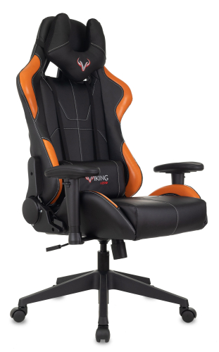 Кресло игровое Zombie VIKING 5 AERO черный/оранжевый эко.кожа с подголов. крестов. пластик (VIKING 5 AERO ORANGE)