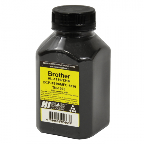 Тонер Hi-Black Bk, 40 г. (для Brother HL-1110/ 1210/ DCP-1510/ MFC-1810 (TN-1075) (99122149006)