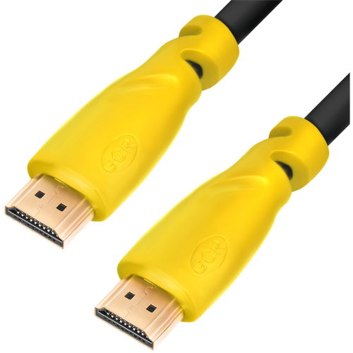 Greenconnect Кабель 1.0m HDMI версия 2.0, HDR 4:2:2, Ultra HD, 4K 60 fps 60Hz/ 5K*30Hz, 3D, AUDIO, 18.0 Гбит/ с, 28/ 28 AWG, OD7.3mm, тройной экран, черный, желтые коннекторы, GCR-HM341-1.0m