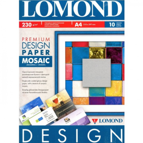 Дизайнерская бумага LOMOND PREMIUM мозайка, глянцевая, 230/А4/10л. (930041)