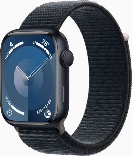 Смарт-часы Apple Watch Series 9 A2980 45мм OLED корп.темная ночь Sport Loop рем.темная ночь разм.брасл.:145-220мм (MR9C3LL/ A) (MR9C3LL/A)