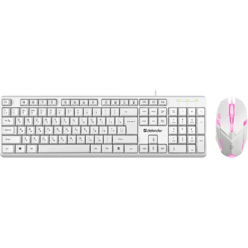 DEFENDER MOTION C-977 Набор клавиатура+мышь белые (USB, 4 кн., 1600 dpi, 104 кл.) (45977)