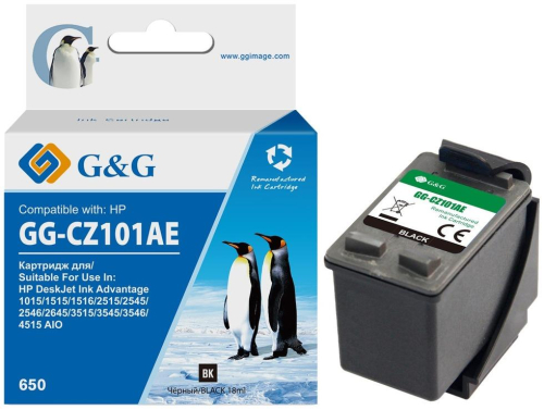 Картридж струйный G&G GG-CZ101AE 650 черный (18мл) для HP DeskJet 1010/ 10151515/ 1516
