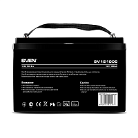Батарея SVEN SV 121000 (12V 100Ah), напряжение 12В, емкость 100А*ч, макс. ток разряда 1000А, макс. ток заряда 30А, свинцово-кислотная типа AGM, тип клемм B5, Д/ Ш/ В 307/ 168/ 211мм, 30кг/ Battery SVEN SV (SV-012267)