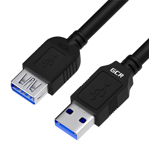 GCR Удлинитель 2.0m USB 3.0, AM/ AF, черный, GCR-52701