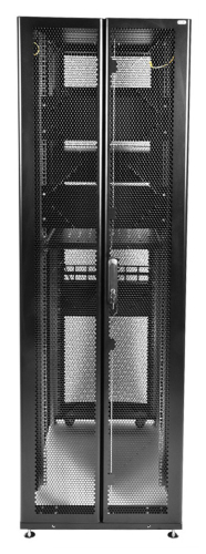 Шкаф серверный ПРОФ напольный 42U (600 1000) дверь перф. 2 шт., черный, в сборе (ШТК-СП-42.6.10-44АА-9005)