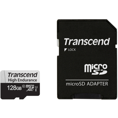 Карта памяти Transcend 128GB microSD w/ adapter U1, High Endurance R95/ W45 MB/ s (TS128GUSD350V)