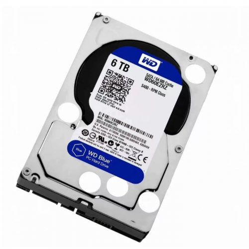Жесткий диск Western Digital, SATA-III, 6TB, HDD, 5400rpm, 64Mb, Blue (WD60EZRZ)