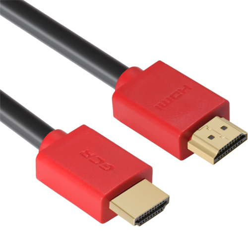 GCR Кабель 2.0m HDMI версия 1.4, черный, красные коннекторы, OD7.3mm, 30/ 30 AWG, позолоченные контакты, Ethernet 10.2 Гбит/ с, 3D, 4K GCR-HM450-2.0m, экран