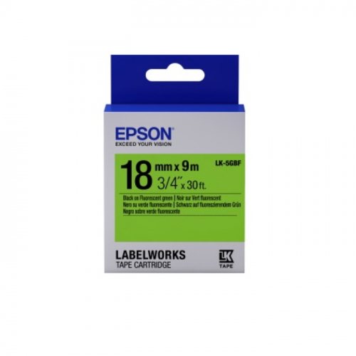 Картридж EPSON LK-5GBF лента флуоресцентная 18мм x 9м. Black on Green для LabelWorks LW-300/ 400/ 700/ 900 (C53S655005)