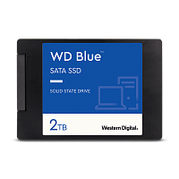 Твердотельный накопитель/ WD SSD Blue, 2.0TB, 2.5" 7mm, SATA3, R/W 560/530MB/s, IOPs 95 000/84 000, TBW 500, DWPD 0.1 (12 мес.) (WDS200T3B0A)