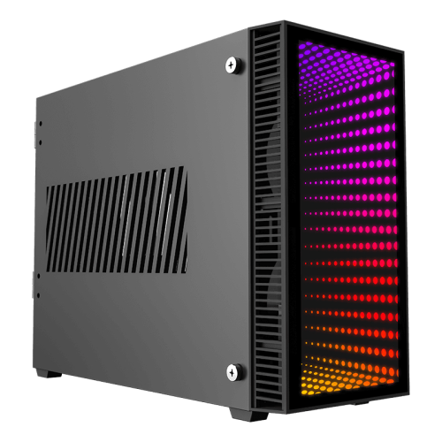 Gamemax Abyss ITX case, black, w/ o PSU, w/ 2xUSB3.0, infinity rainbow lights FP, w/ 2x120mm Rainbow top fans (FN12ARGB-M)