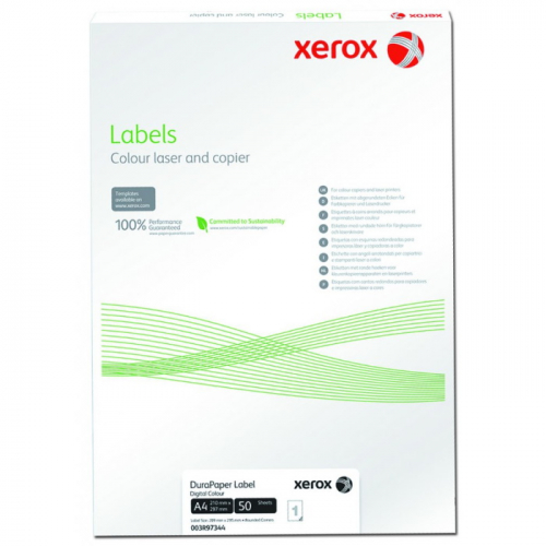 Наклейки синтетические Polyester XEROX A4, 50 листов, белые (003R97344)
