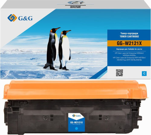Картридж лазерный G&G 212X GG-W2121X голубой (10000стр.) для HP Color LJ M554/ M555/ 578 Enterprise