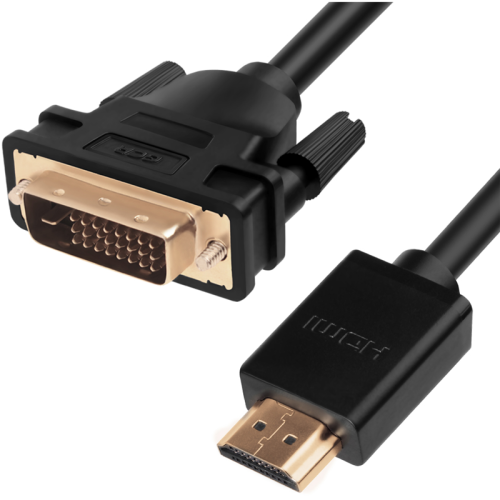 Greenconnect Кабель HDMI-DVI 10.0m черный, OD7.3mm, 28/ 28 AWG, позолоченные контакты, 19pin AM / 24+1M AM double link, GCR-HD2DVI1-10.0m, тройной экран
