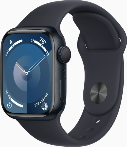 Смарт-часы Apple Watch Series 9 A2978 41мм OLED корп.темная ночь Sport Band рем.темная ночь разм.брасл.:150-200мм (MR8X3LL/ A) (MR8X3LL/A)