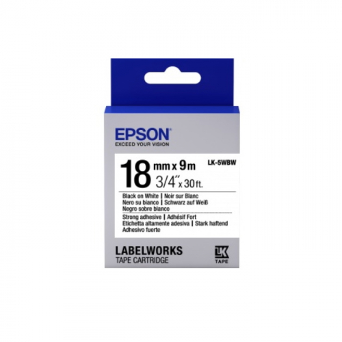 Лента Epson Tape LK5WBW Strng adh Blk/Wht 18/9 (C53S655012)