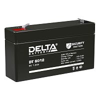 Батарея DELTA серия DT, DT 6012, напряжение 6В, емкость 1.2Ач (разряд 20 часов), макс. ток разряда (5 сек.) 16.2А, макс. ток заряда 0.36А, свинцово-кислотная типа AGM, клеммы F1, ДxШxВ 97х24х51мм., в