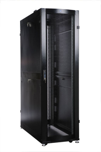 Шкаф серверный ПРОФ напольный 48U (600x1200) дверь перфор. 2 шт., черный, в сборе (ШТК-СП-48.6.12-44АА-9005)