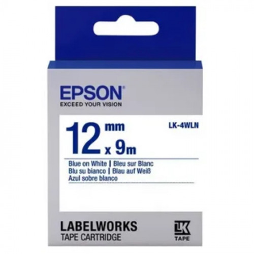 Лента Epson Tape LK-4WLN голубой/белая 12/9 мм LabelWorks LW-300, LW-400, LW-400VP (C53S654022)