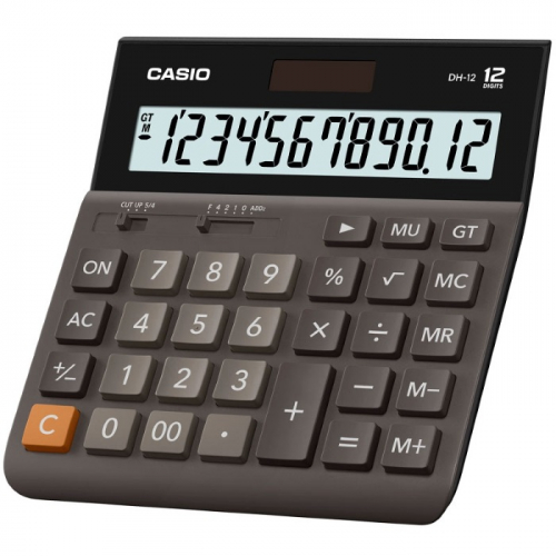 Калькулятор настольный Casio DH-12, коричневый/черный, 12-разр., LCD (DH-12-BK-S-EH)